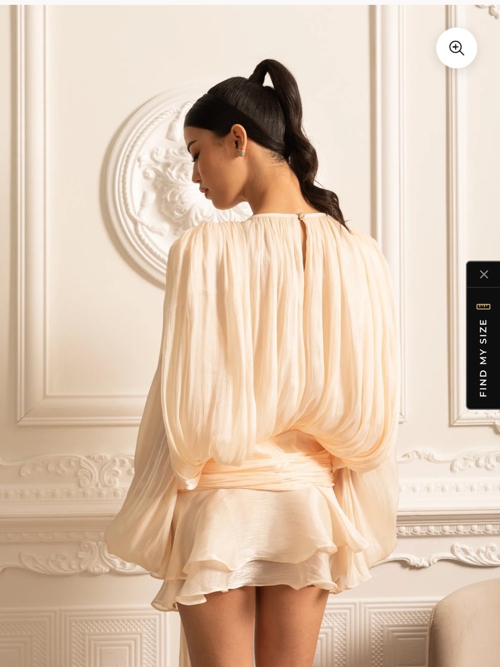 Cream Mini Dress with Billowy Sleeves